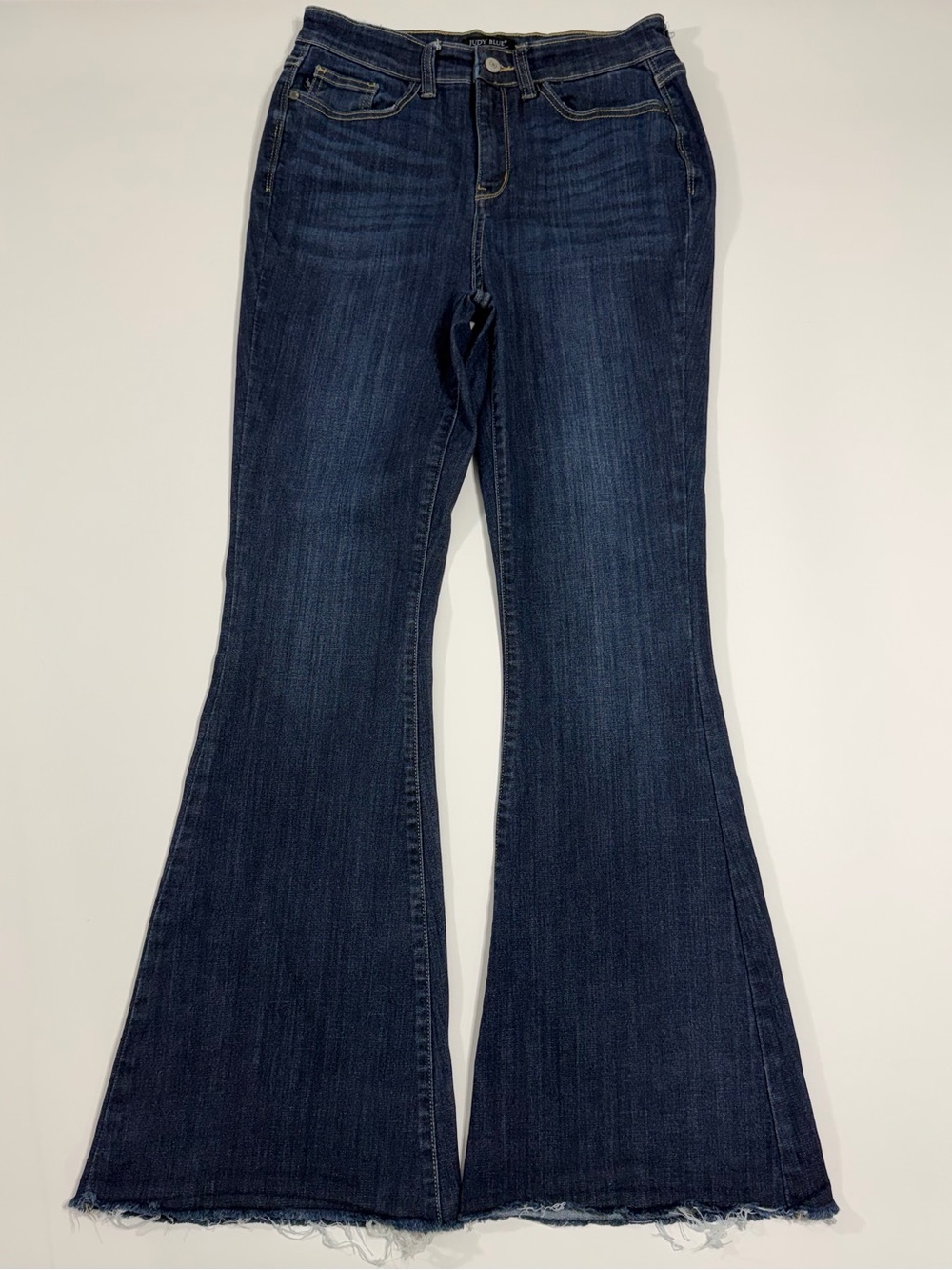 Judy Blue Dark Wash High Rise Flare Jeans 9/29 Stretch Raw Hem 82343